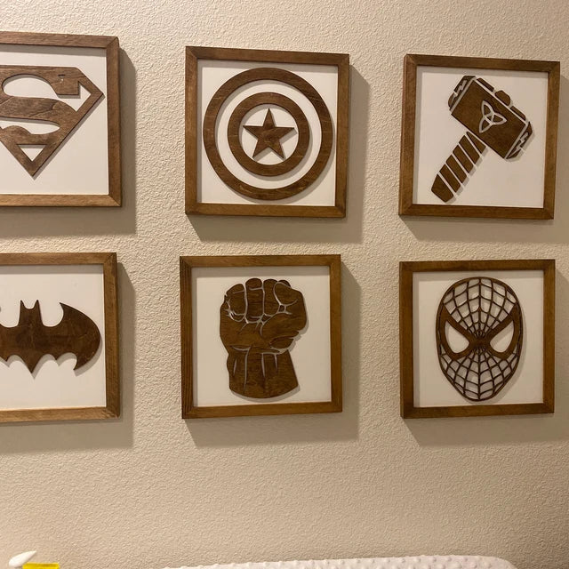 Superhero Wall Art | 14x14 inch Wood Sign | Super Hero Wall Art | Superhero Gallery Wall