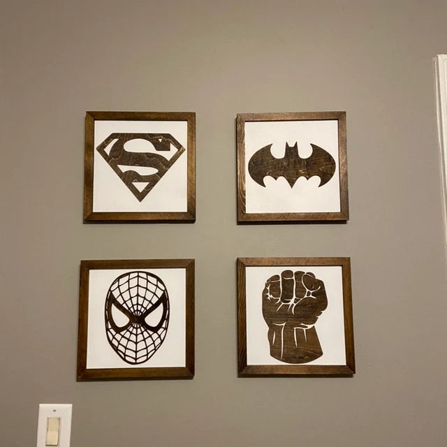 Superhero Wall Art | 11x11 inch Wood Sign – The Handmade Sign