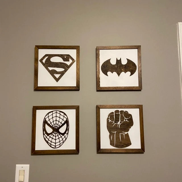 Superhero Wall Art | 21x21 inch Wood Sign | Super Hero Wall Art