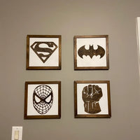 Superhero Wall Art | 21x21 inch Wood Sign | Super Hero Wall Art