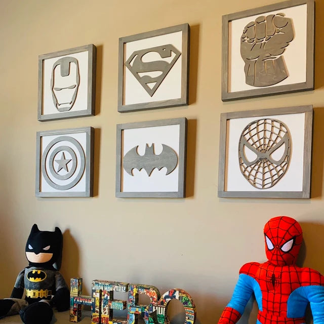 Superhero Wall Art | 21x21 inch Wood Sign | Super Hero Wall Art