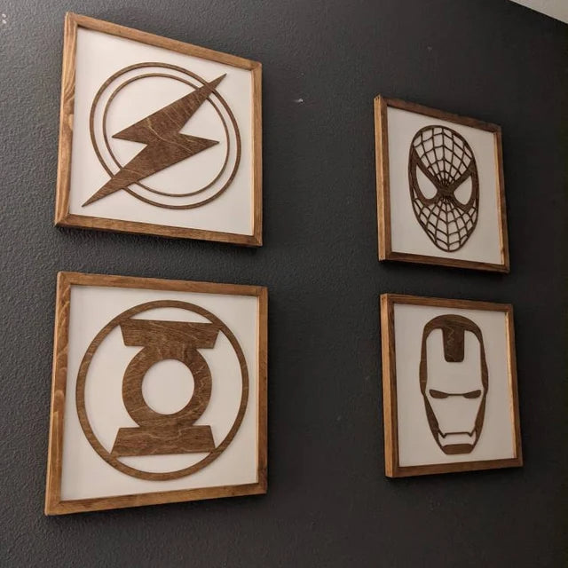 Superhero Wall Art | 21x21 inch Wood Sign | Super Hero Wall Art