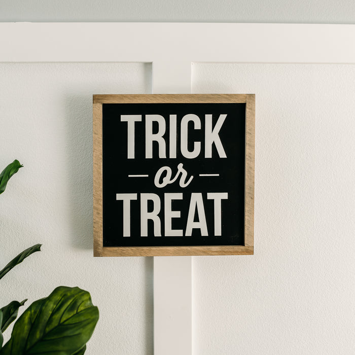 Trick or Treat | Halloween Sign | 14x14 in Wood Sign