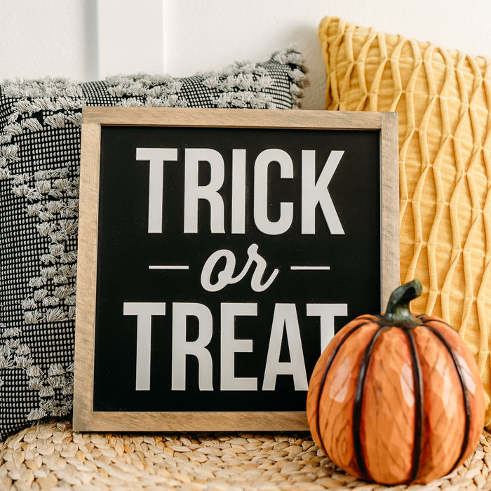 Trick or Treat | Halloween Sign | 14x14 in Wood Sign