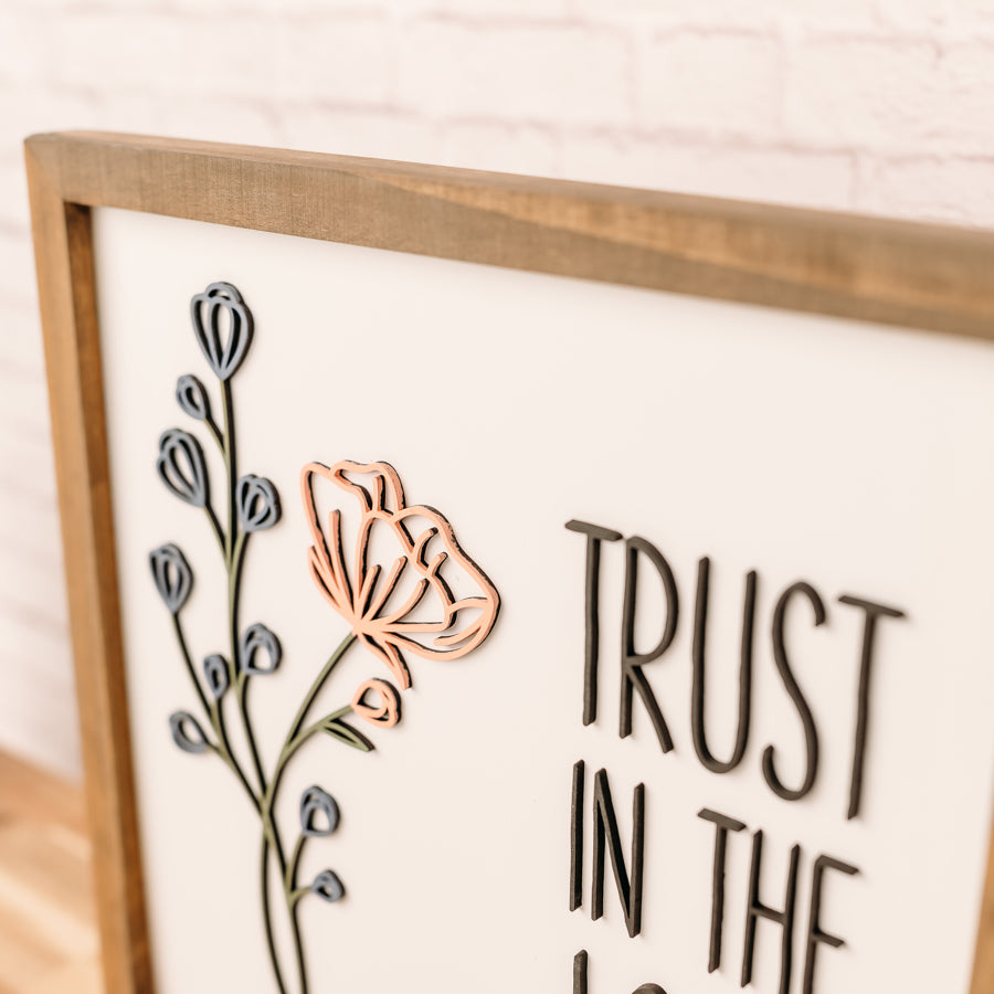 Trust in the Lord {with Floral} | 14x14 inch Wood Sign | 2022 Youth Theme