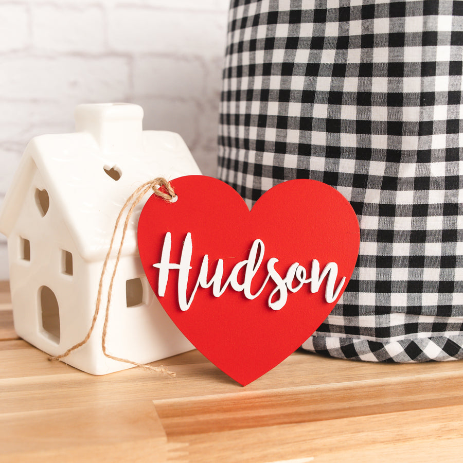 Personalized Valentine Tag with Gingham Bag