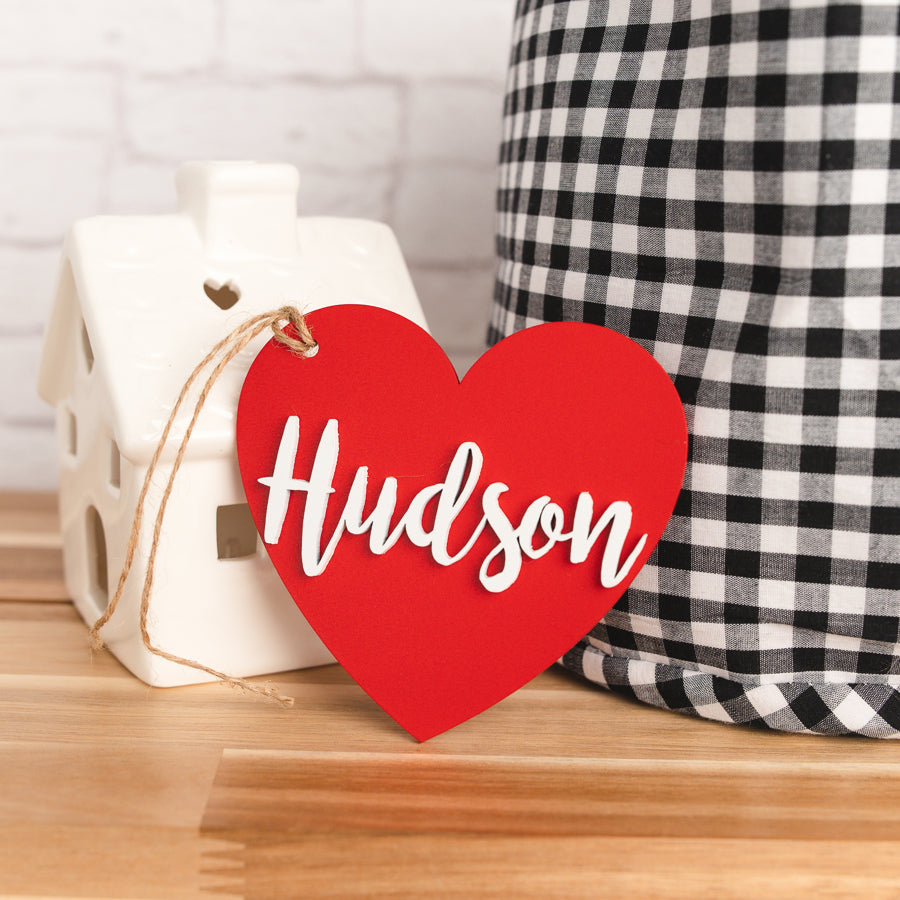 Personalized Valentine Tag with Gingham Bag