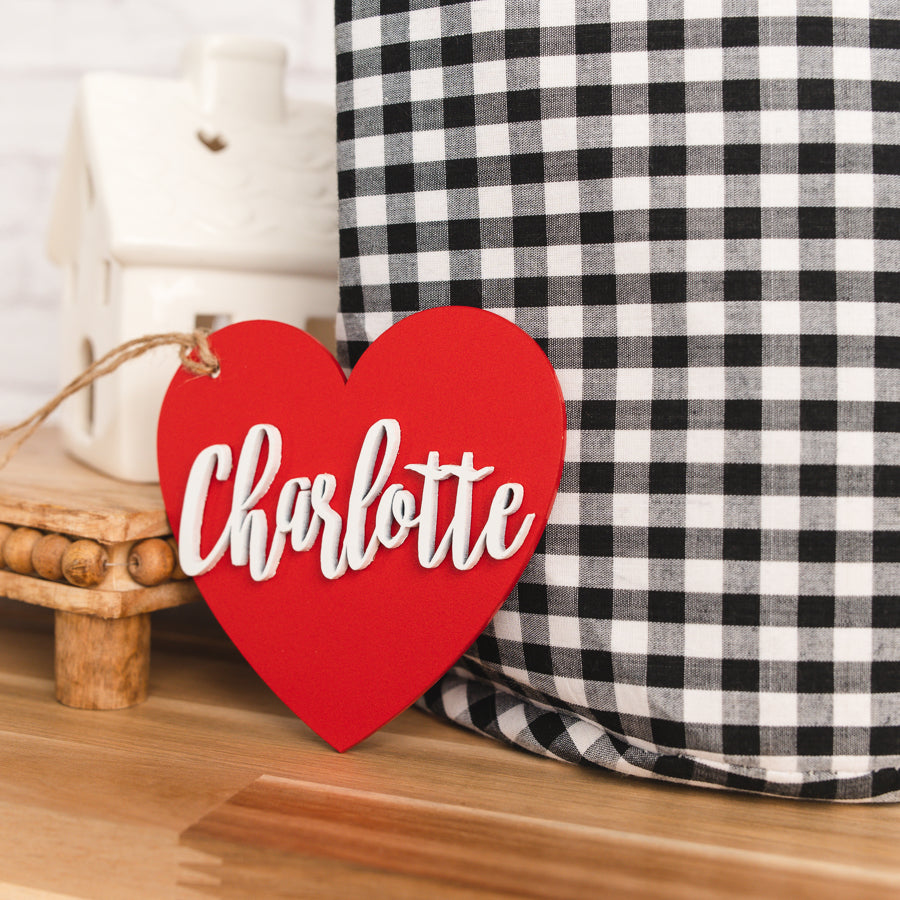 Personalized Valentine Tag with Gingham Bag