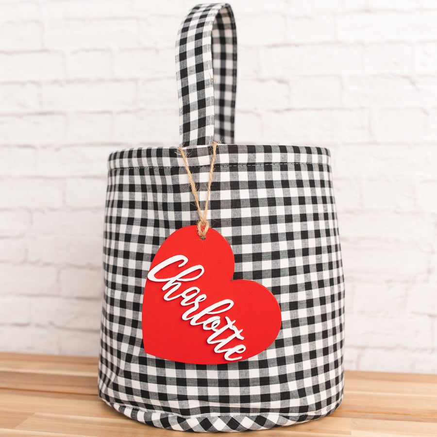 Personalized Valentine Tag with Gingham Bag