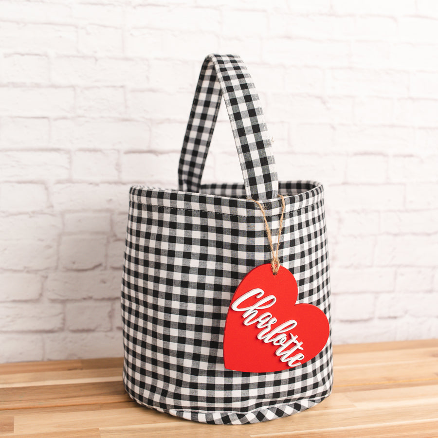 Personalized Valentine Tag with Gingham Bag