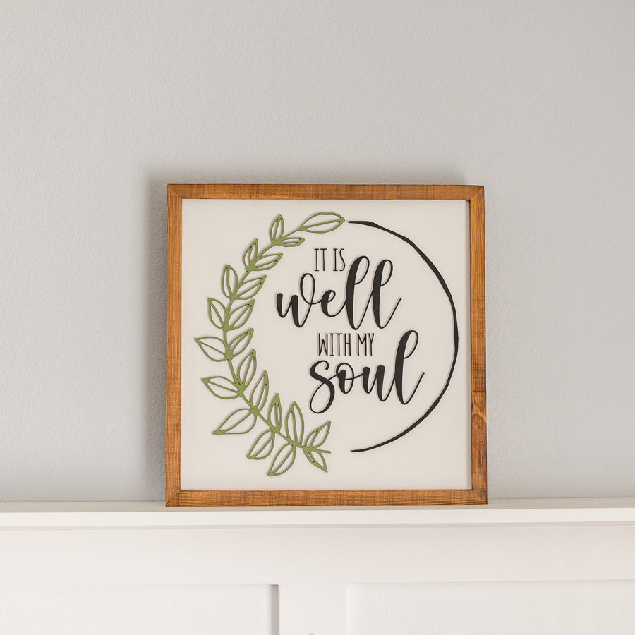 It Is Well With My selling Soul Framed Wood Sign Entryway Decor Living room decor Kitchen Decor