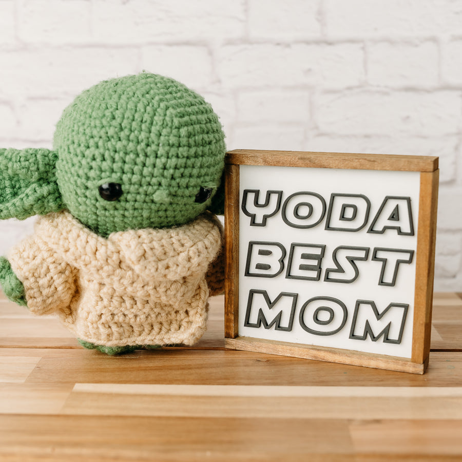 Yoda Best Mom Tiered Tray Sign | 5x5 inch Wood Sign | Mother's Day Sign
