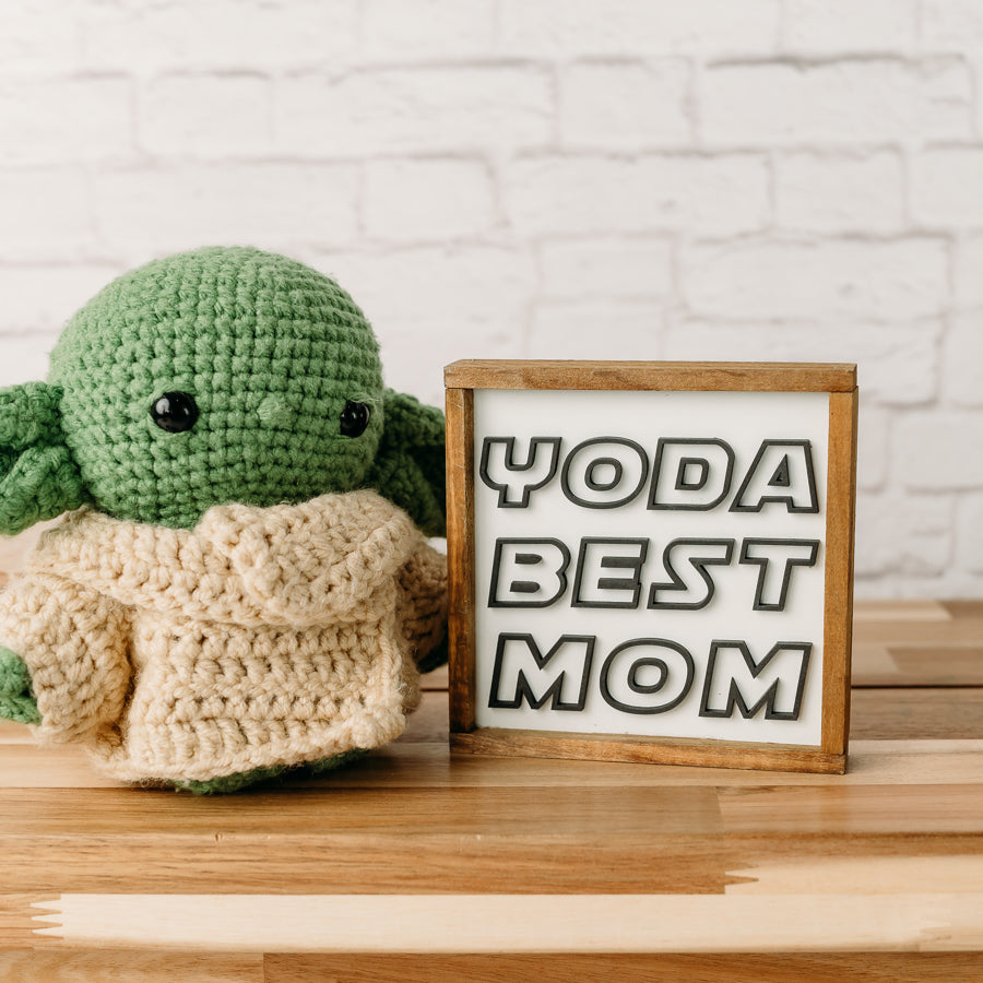 Yoda Best Mom Tiered Tray Sign | 5x5 inch Wood Sign | Mother's Day Sign