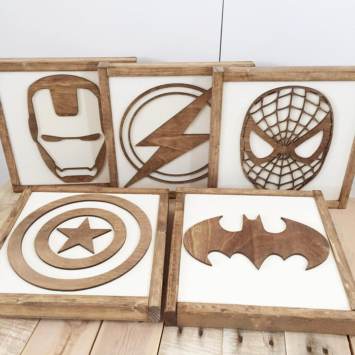 Superhero Wall Art  | 11x11 inch Wood Sign