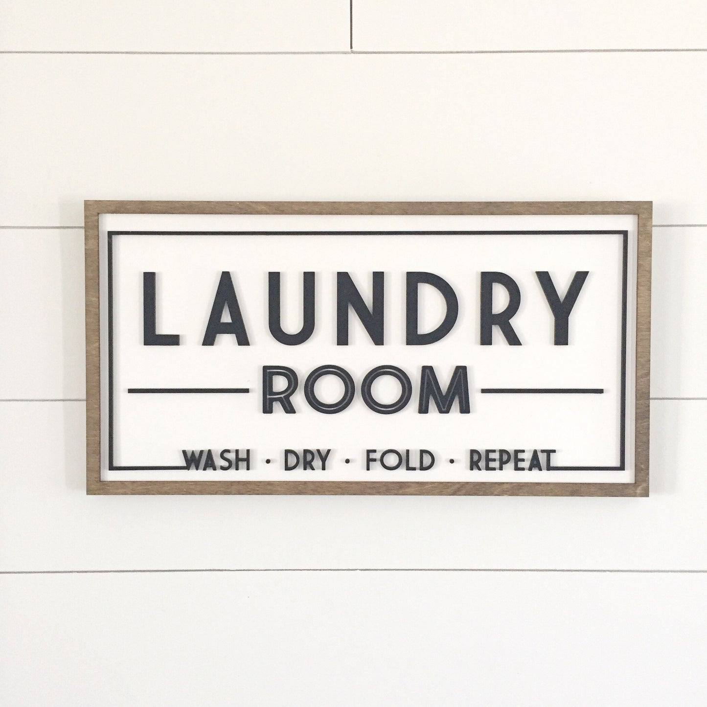 Laundry Room | 11x21 inch Wood Framed Sign | 3D Lettering