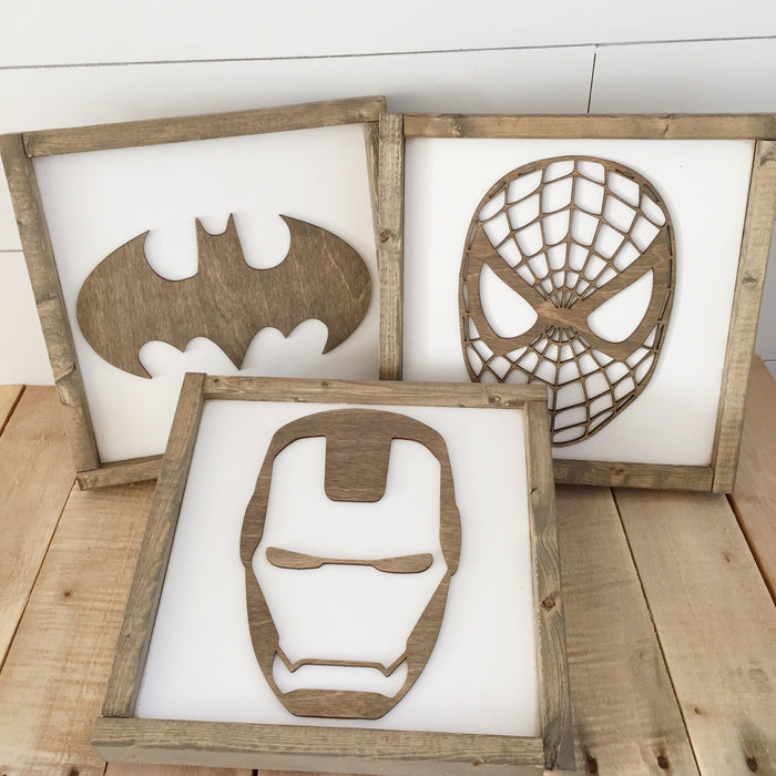 Superhero Wall Art  | 11x11 inch Wood Sign