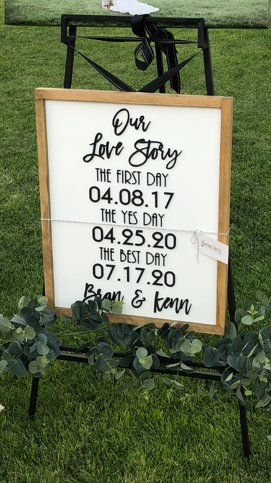 Our Love Story Sign | 17x21 inch Personalized Wood Wedding Sign