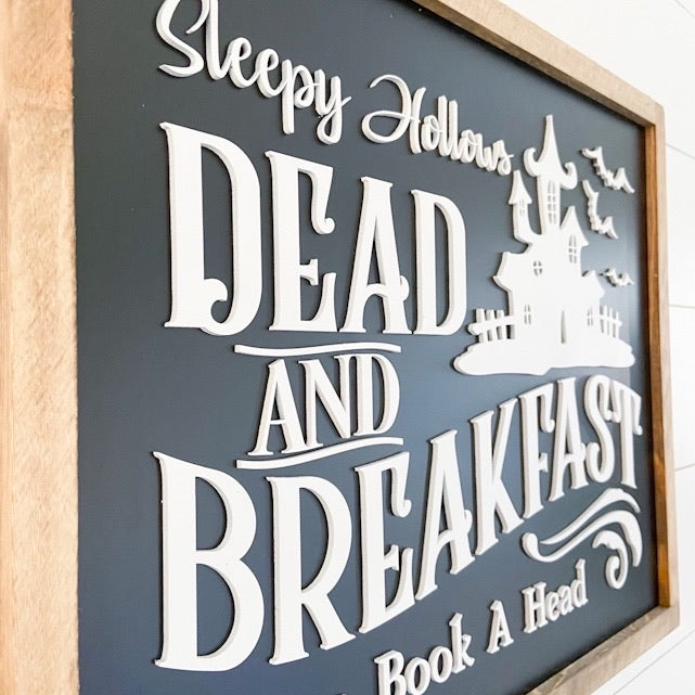 Dead & Breakfast | Halloween Sign | 17x21 inch Wood Sign