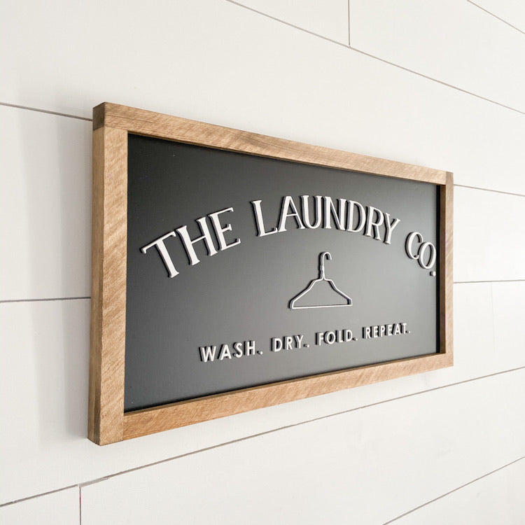 The Laundry Co. | 11x21 inch Wood Sign | Laundry Room Sign